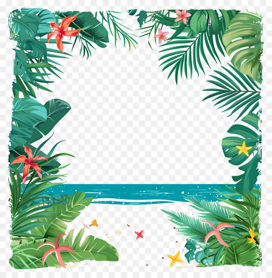 Verão，Quadro Tropical PNG