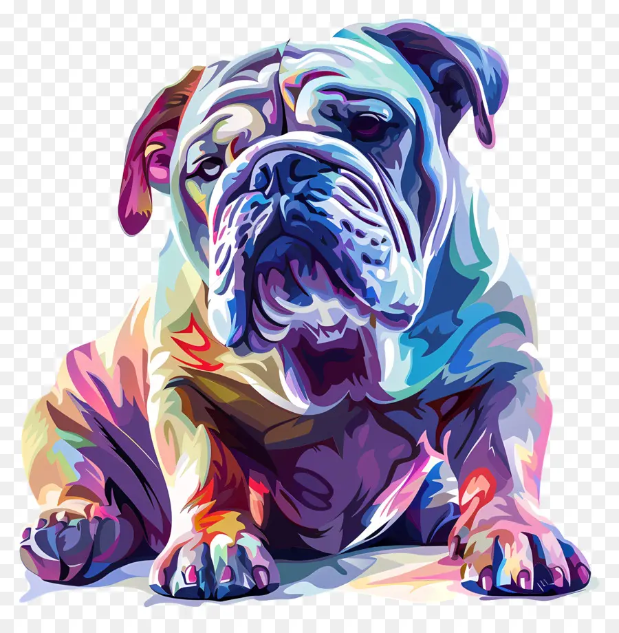 Bulldog，Pintura Colorida PNG