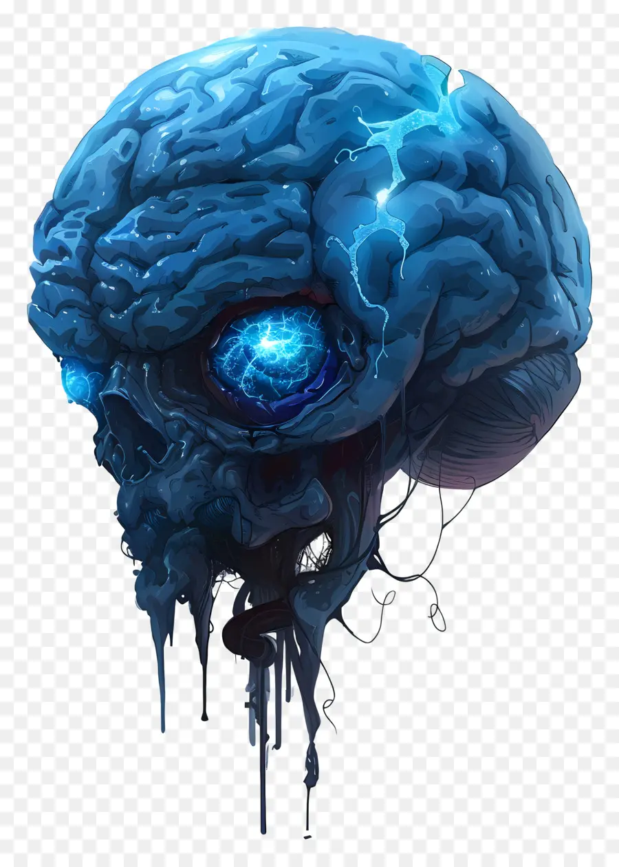 Azul Cérebro，Cérebro Ilustração PNG