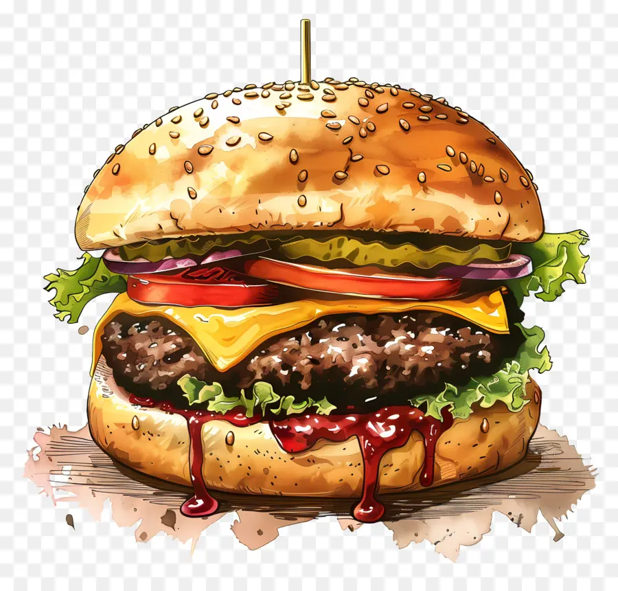 Big Burger，Burger Ilustração PNG