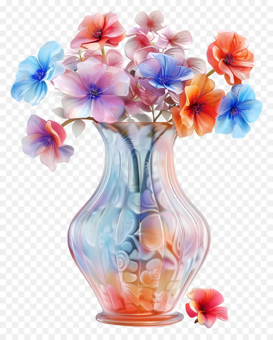 Vaso Com Flores，Flores Coloridas PNG