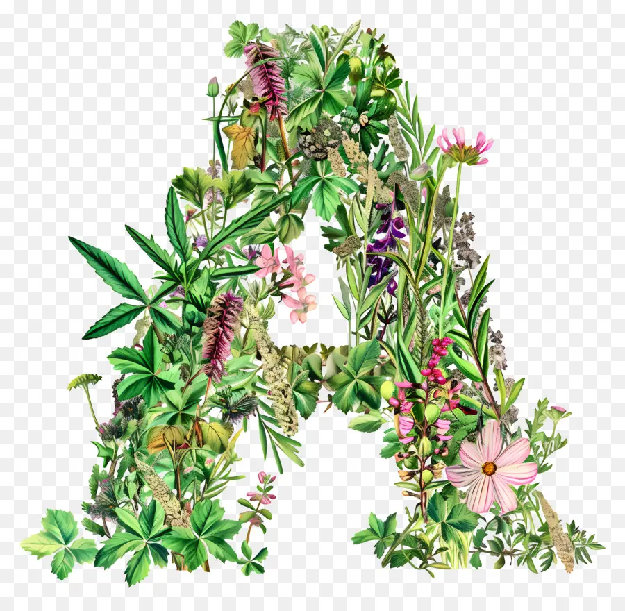 Letra A，Flora PNG