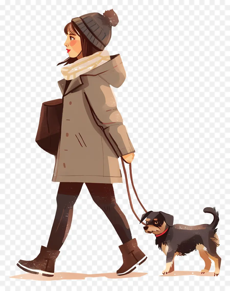 Mulher Passeando Com Cachorro，Casaco PNG