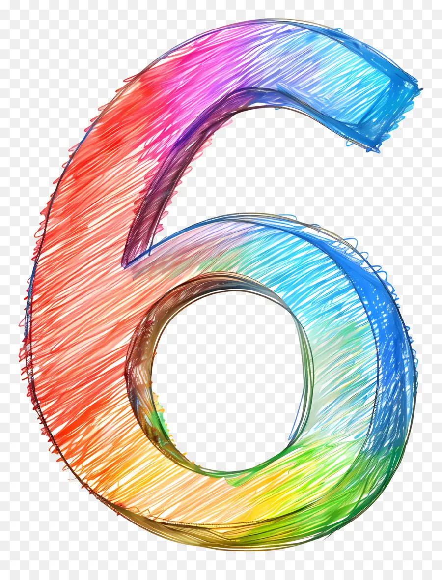 Número 6，Cores Do Arco íris PNG