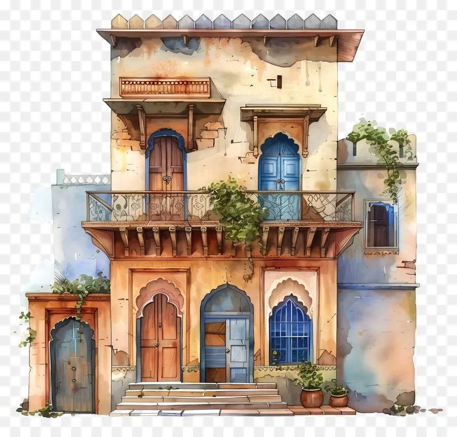 Casa Do índio，Pintura Em Aquarela PNG