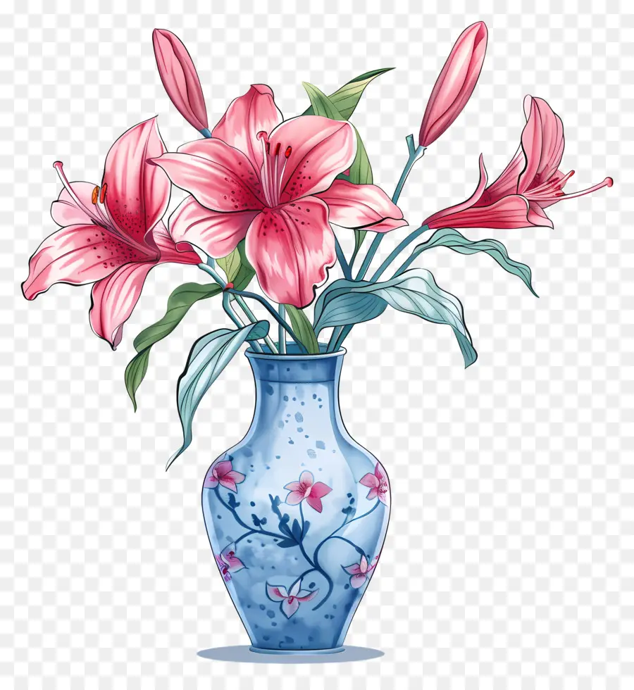Vaso Com Flores，Vaso Azul PNG