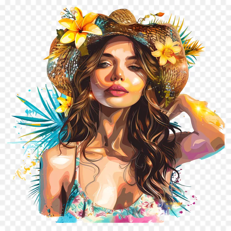 Mulher De Verão，Pintura Digital PNG