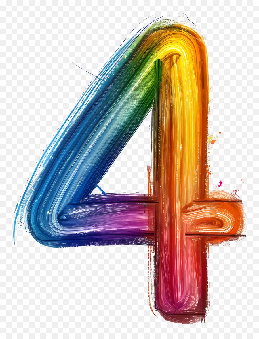 Número 4，Arco íris PNG