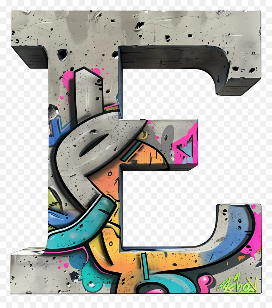 Letra E，Graffiti Alfabeto PNG