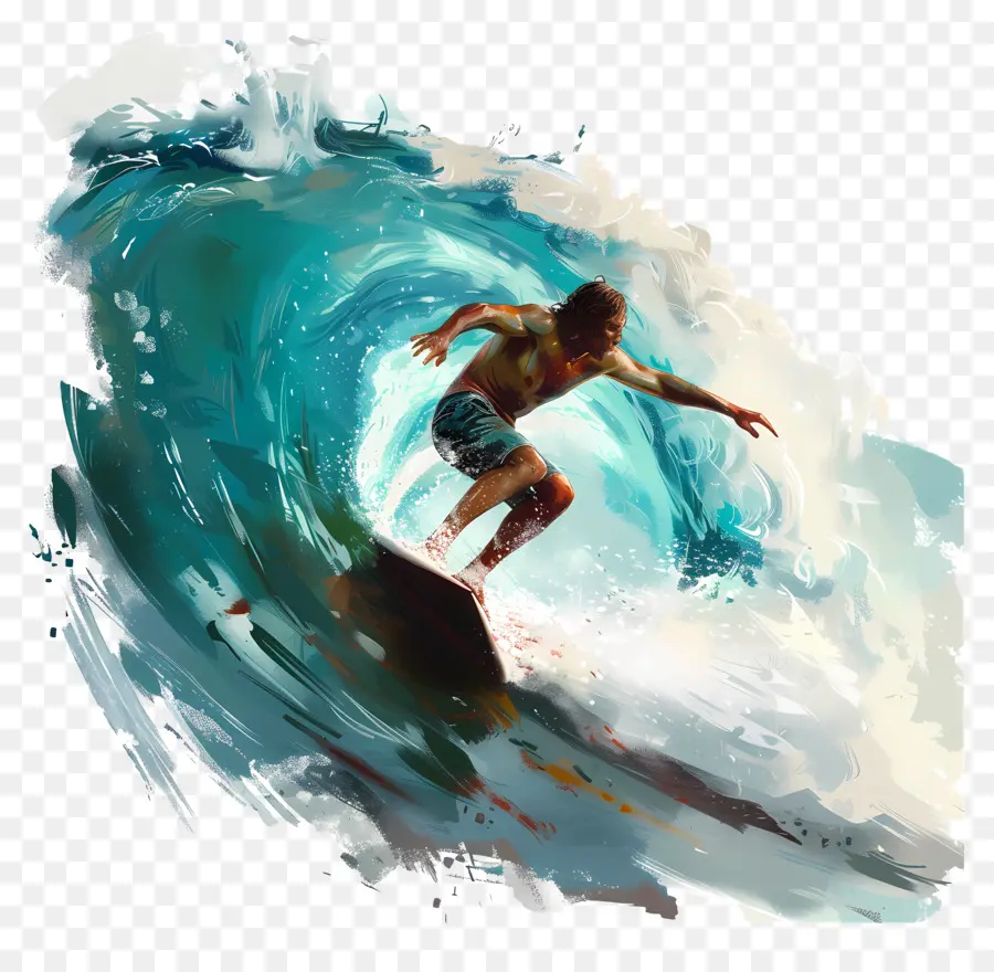 Surfar，Pintura Digital PNG