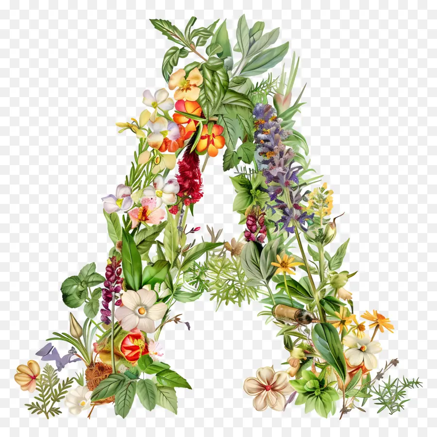 Letra A，Carta Floral A PNG