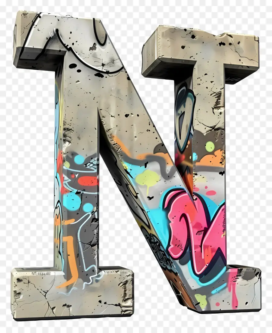 Letra N，Graffiti PNG