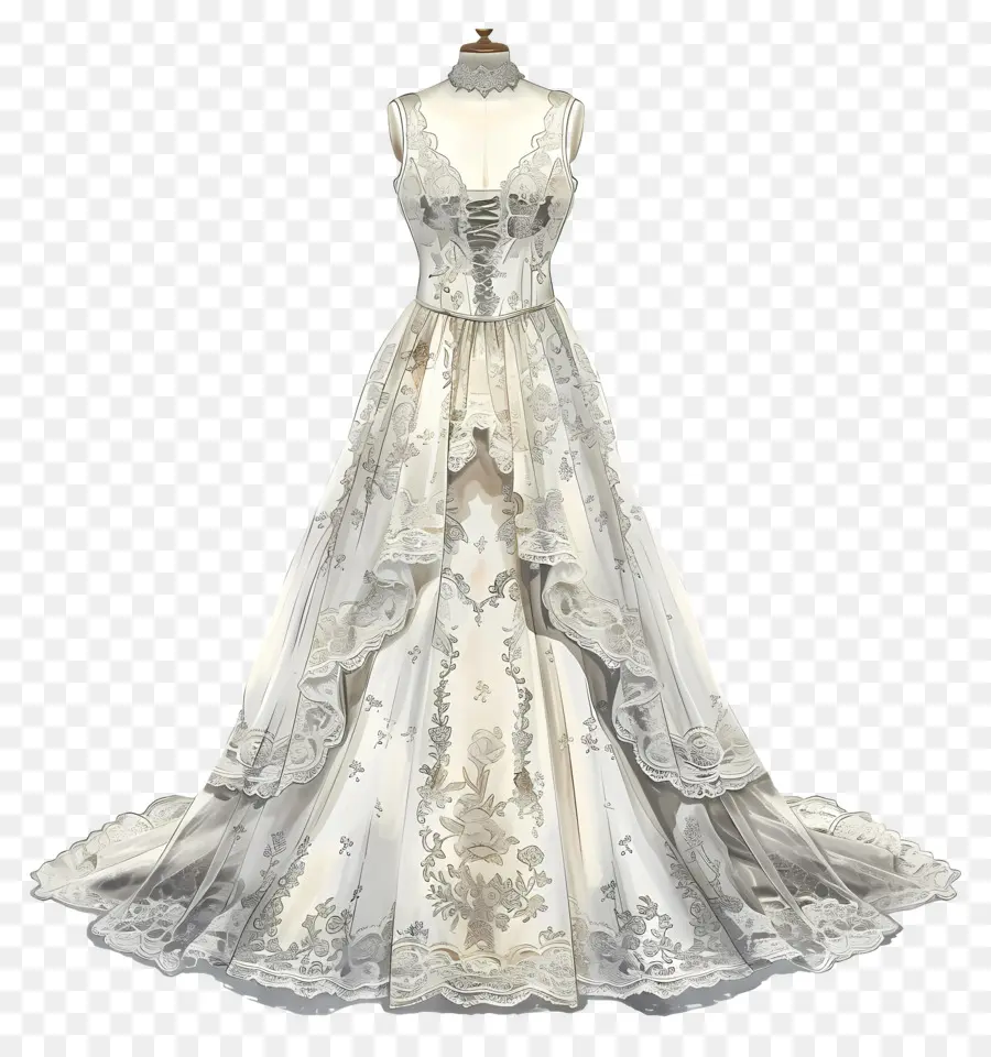 Vestido De Noiva De Renda，Vestido De Casamento Branco PNG