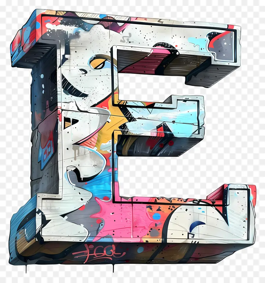 Letra E，Graffiti PNG
