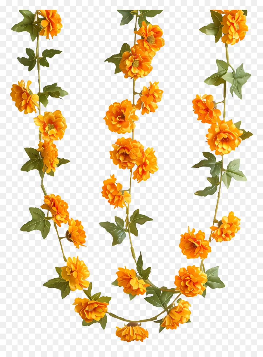 Marigold Garland，Flores De Laranja PNG
