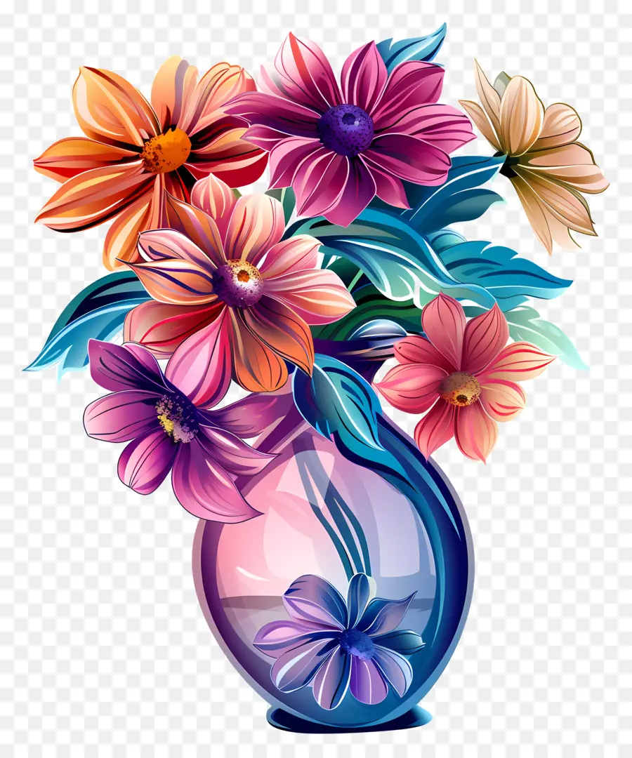 Vaso Com Flores，Cor Da Flor PNG