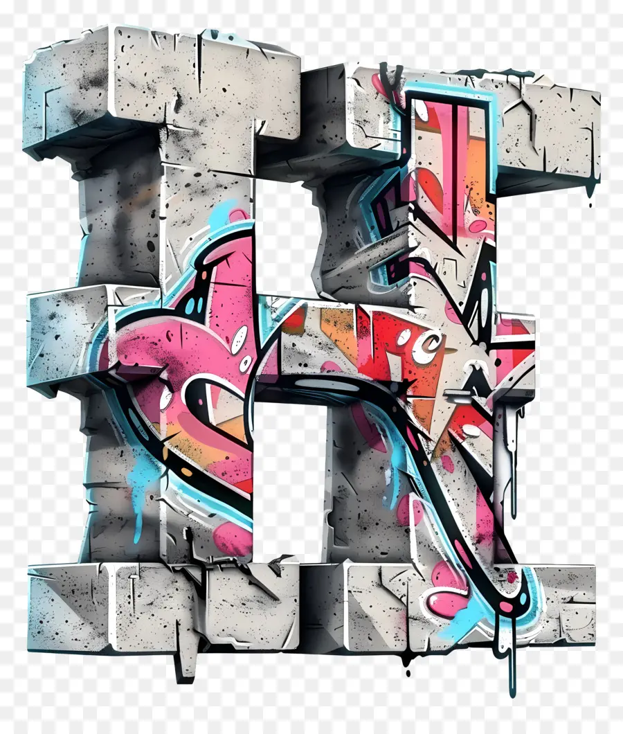 Letra H，Graffiti PNG