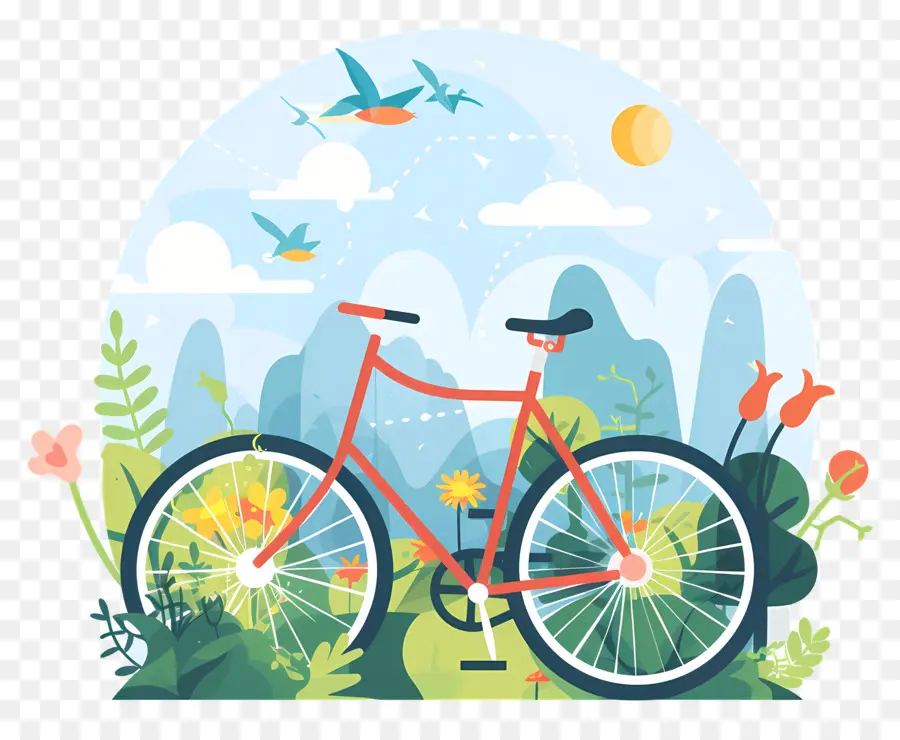 Dia Mundial Da Bicicleta，Bicicleta Vermelha PNG