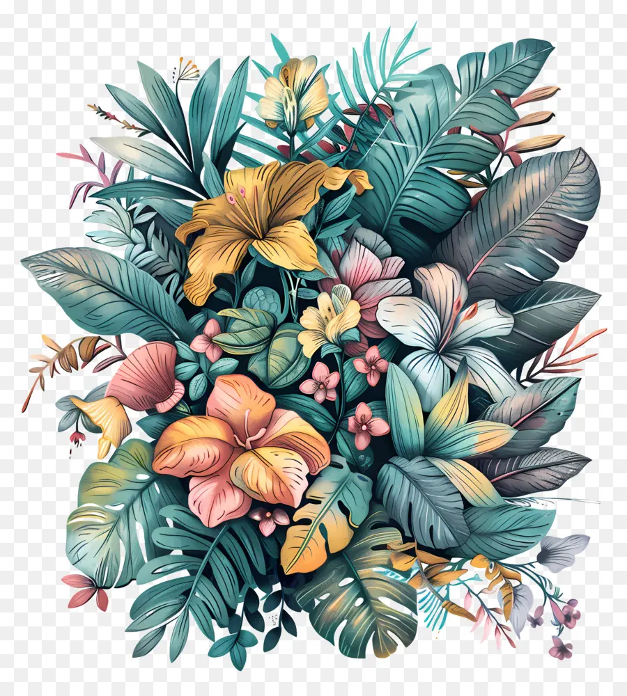 Exuberante Vida，Flores Tropicais PNG