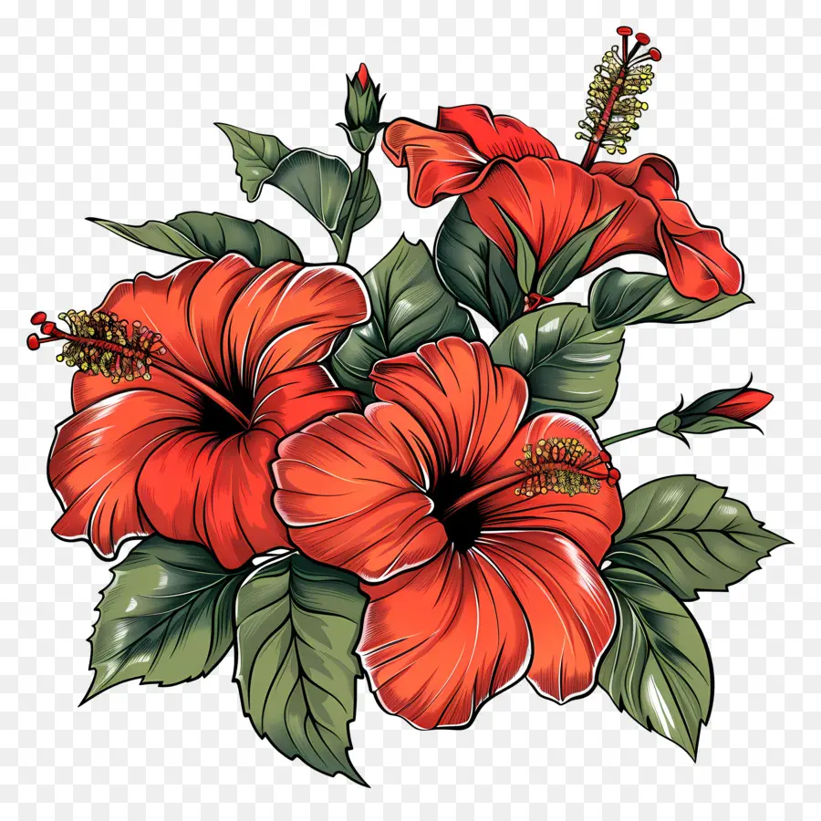 Moana Hibiscus，Buquê De Flores Vintage PNG