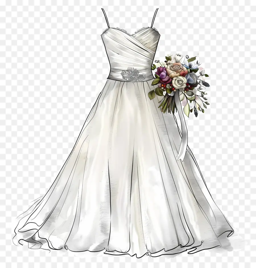 Vestido De Noiva De Decote Em Coração，Vestido De Noiva PNG
