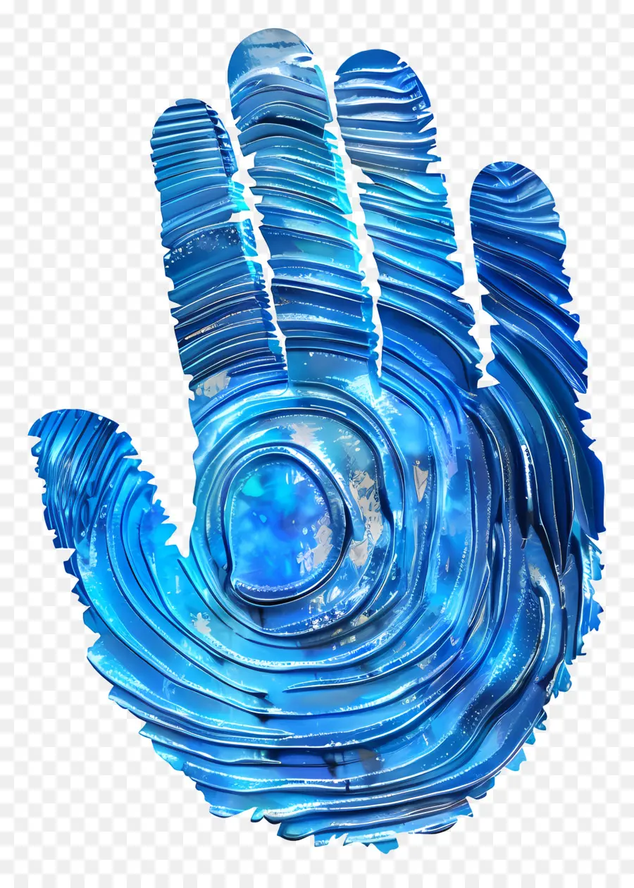 Impressão Digital Azul，Mão Humana PNG