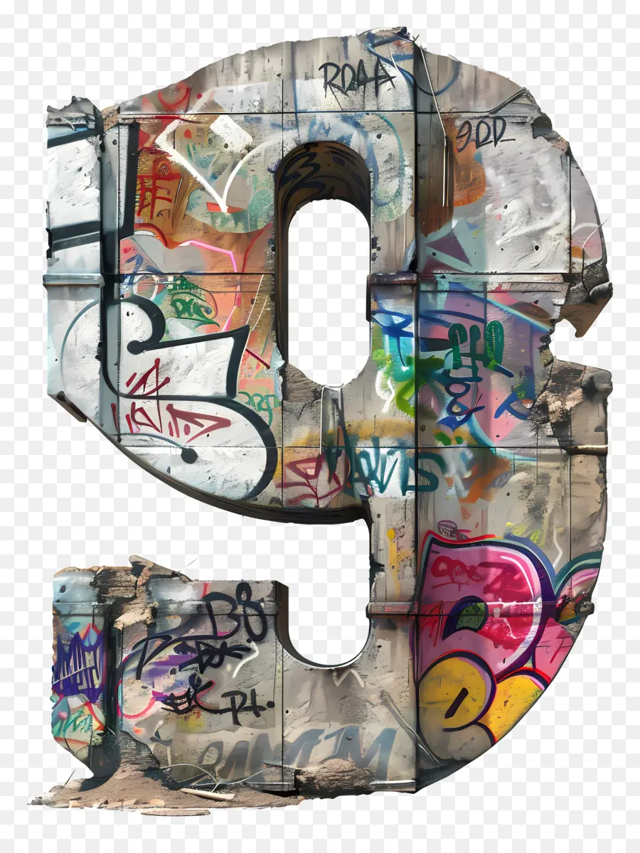 Número 9，Graffiti PNG