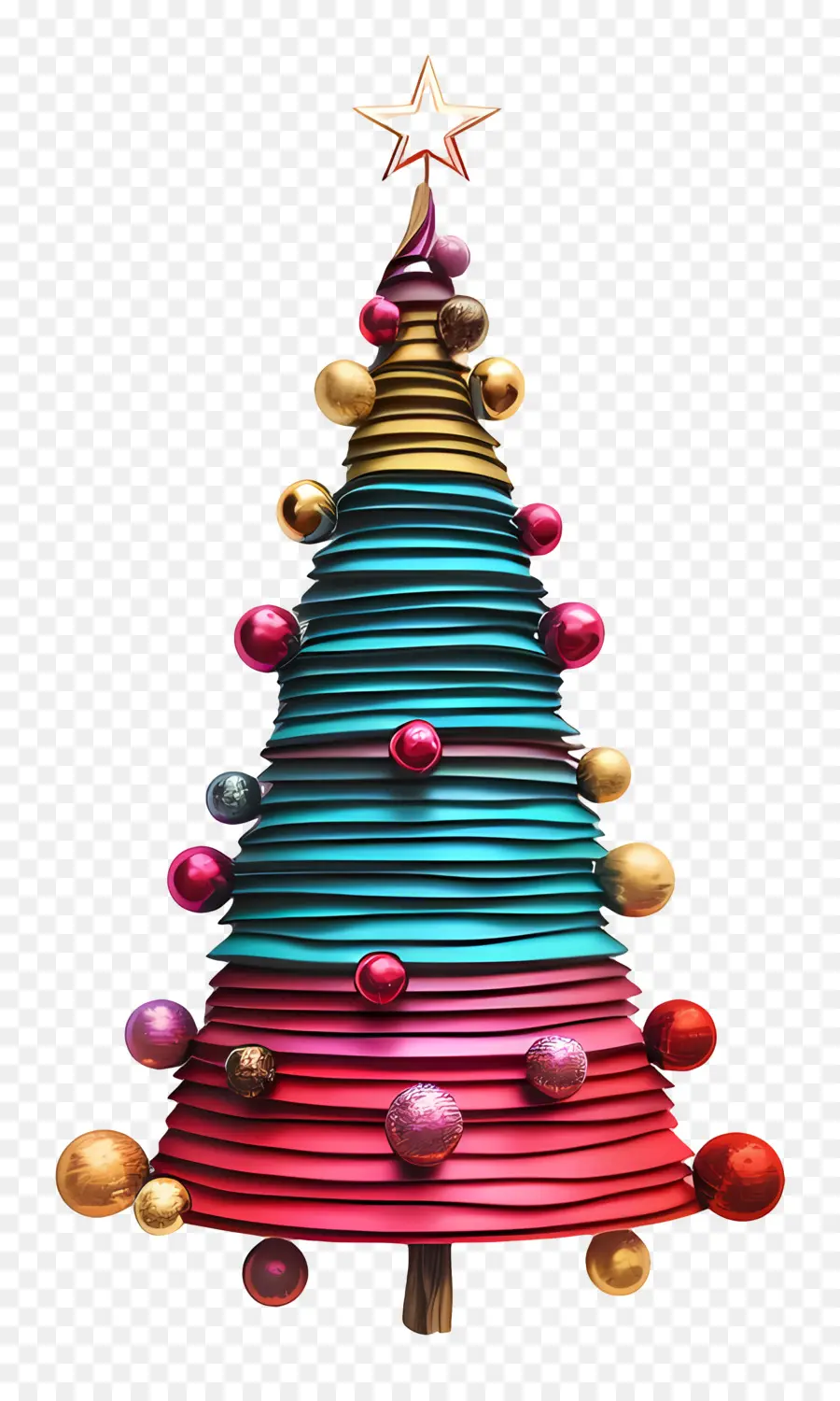 árvore De Natal，Ornamentos Coloridos PNG