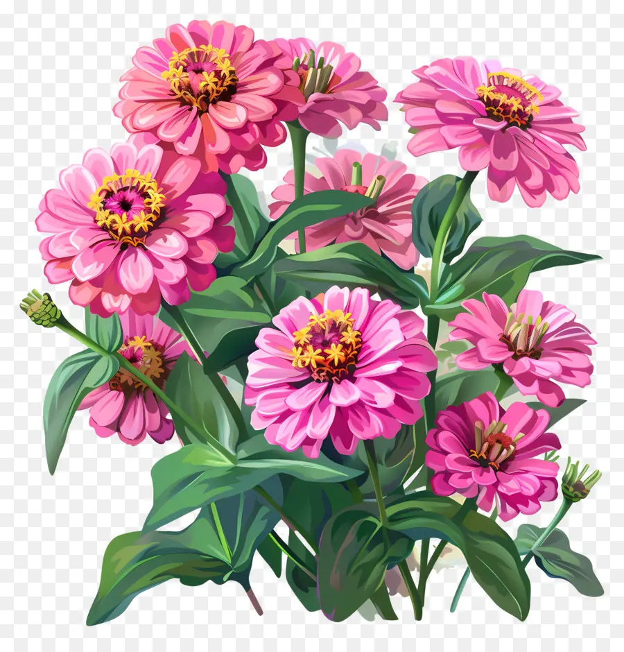 Zinnias Rosa，Flores Cor De Rosa PNG