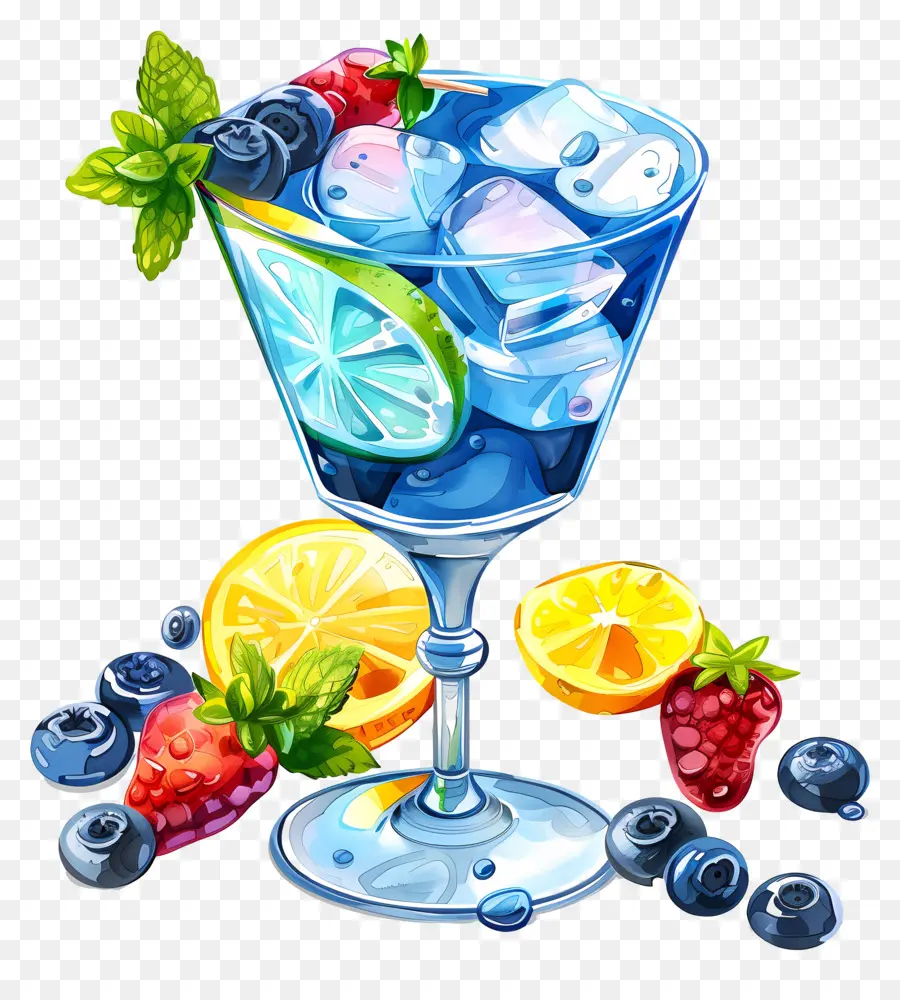 Azul Cocktail，Calda De Mirtilo PNG