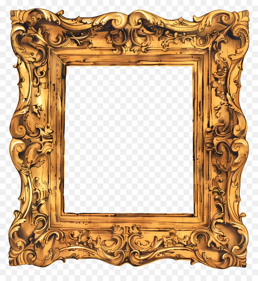 Quadro De Madeira Dourado，Quadro De Ouro Ornamentado PNG