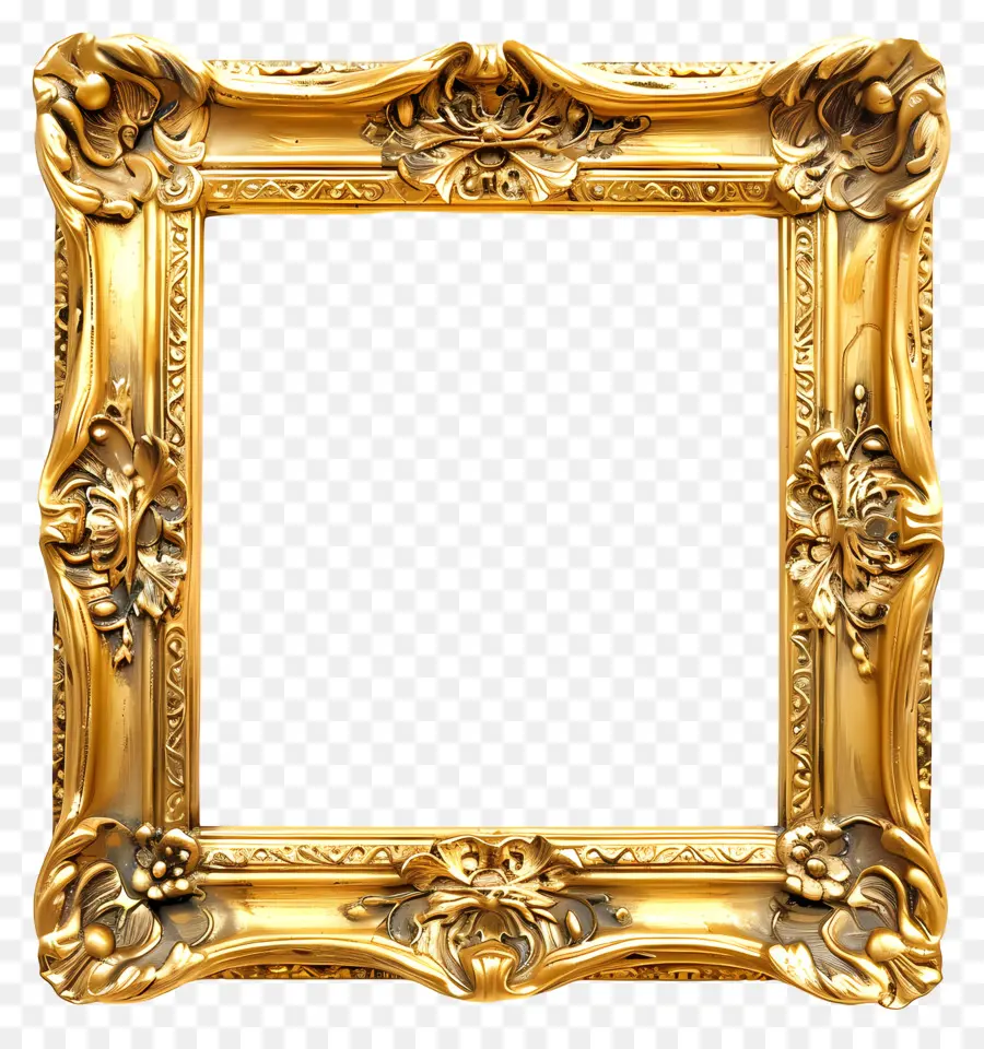 Quadro De Madeira Dourado，Moldura De Ouro PNG