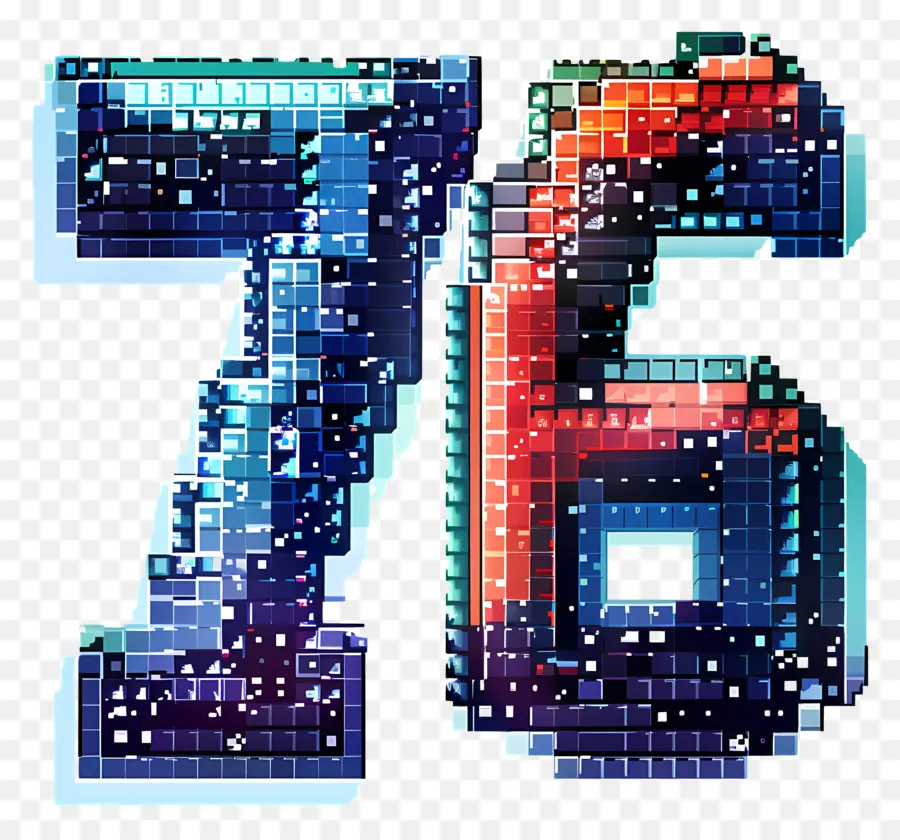 Número 76，Número Pixelizado PNG