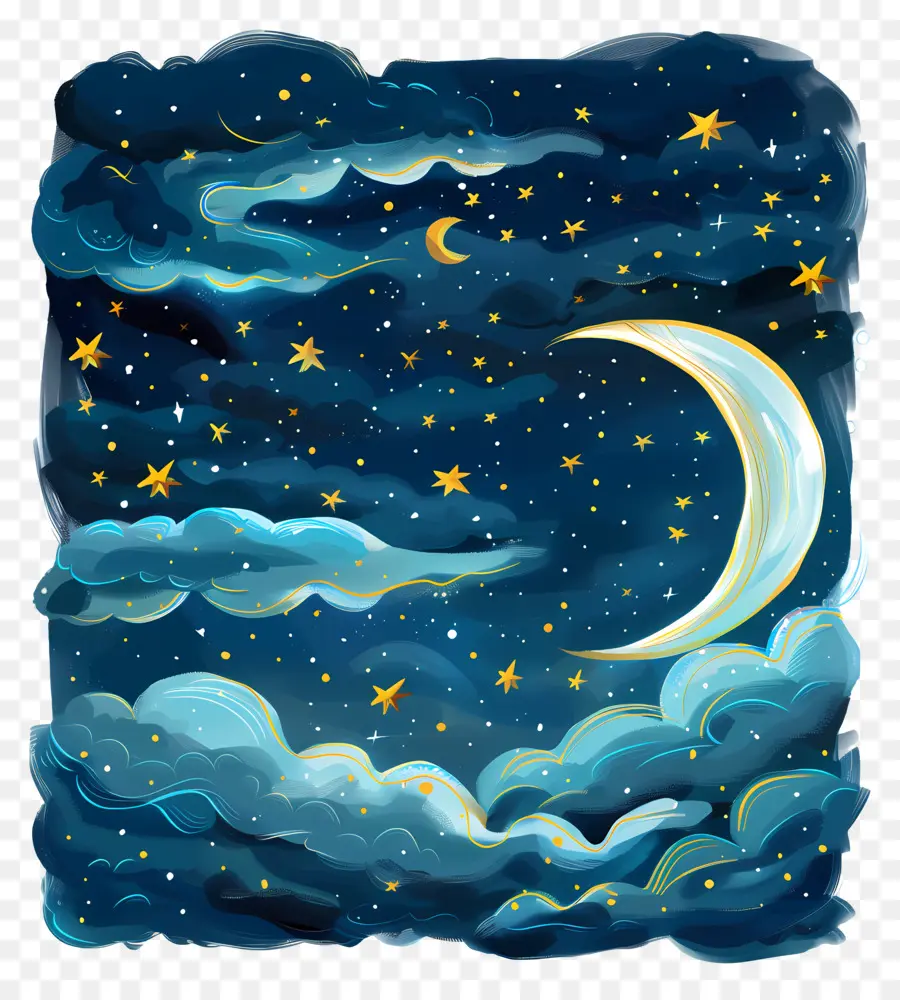 Noite De Céu，Lua Crescente PNG