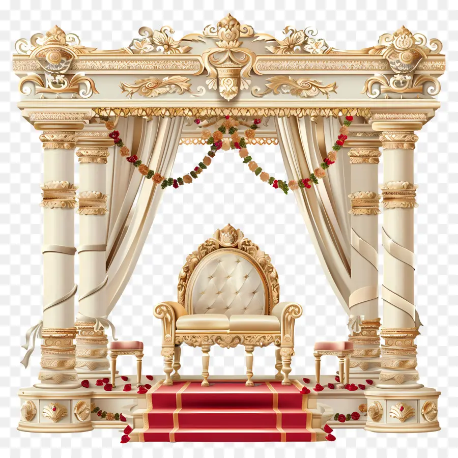 Casamento Hindu，Trono Ornamentado PNG