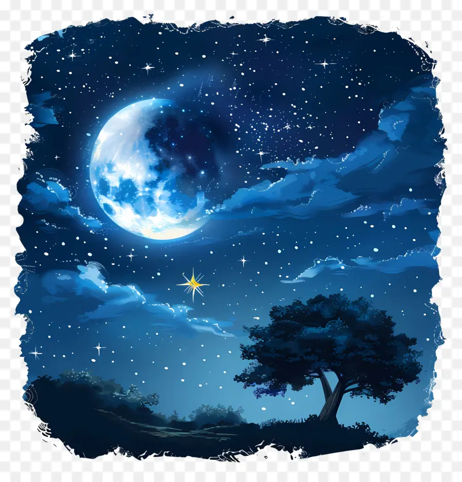 Noite De Céu，Lua PNG