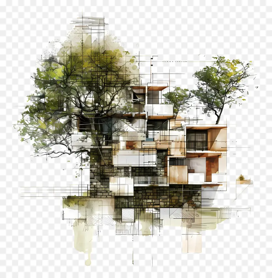 Plano De árvore De Arquitetura，Design De Construção PNG