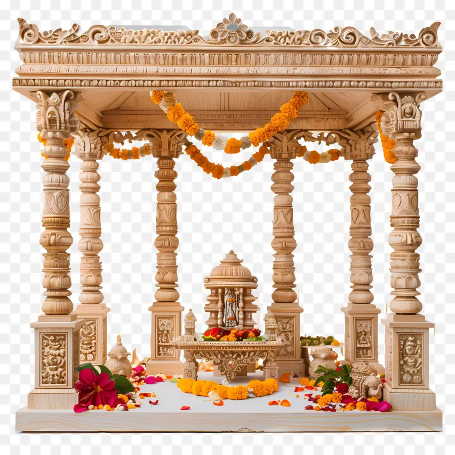 Casamento Hindu，Templo De Madeira PNG