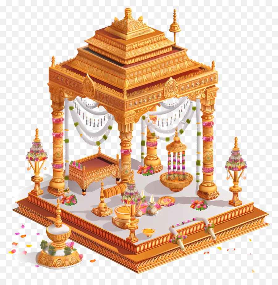 Casamento Hindu，Templo De Ouro PNG