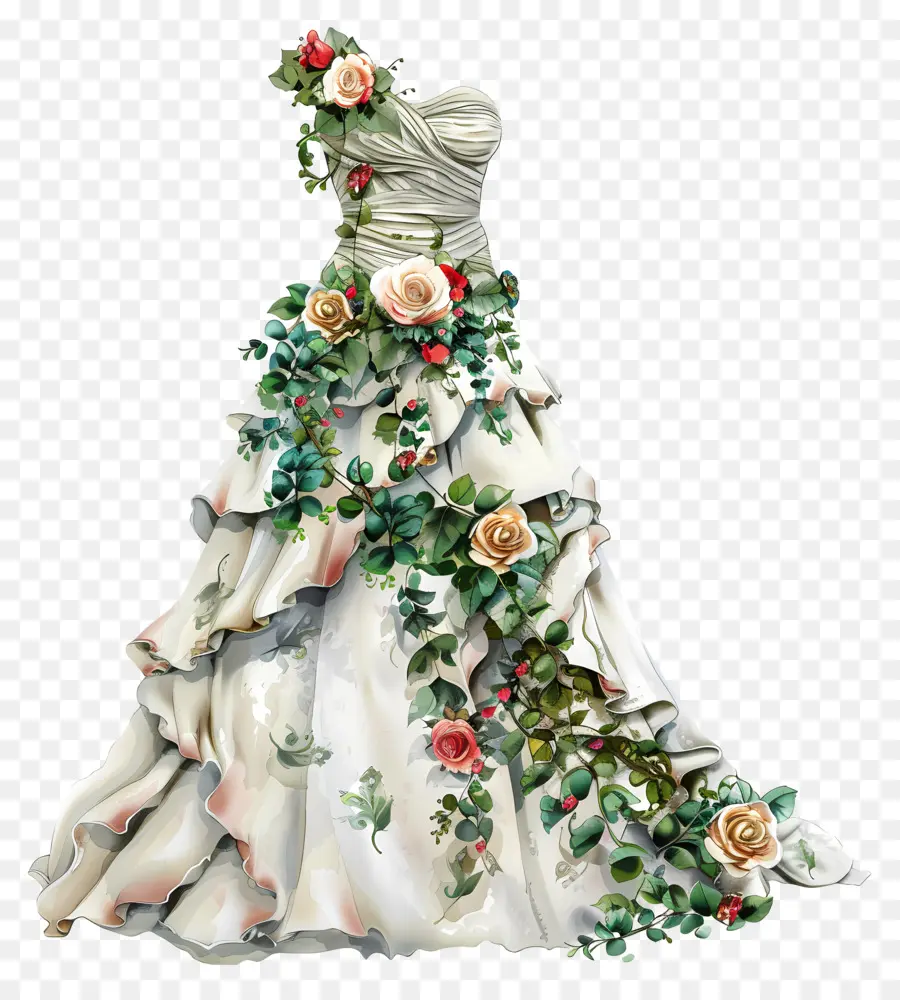 Vestido De Casamento Branco，Vestido Floral PNG