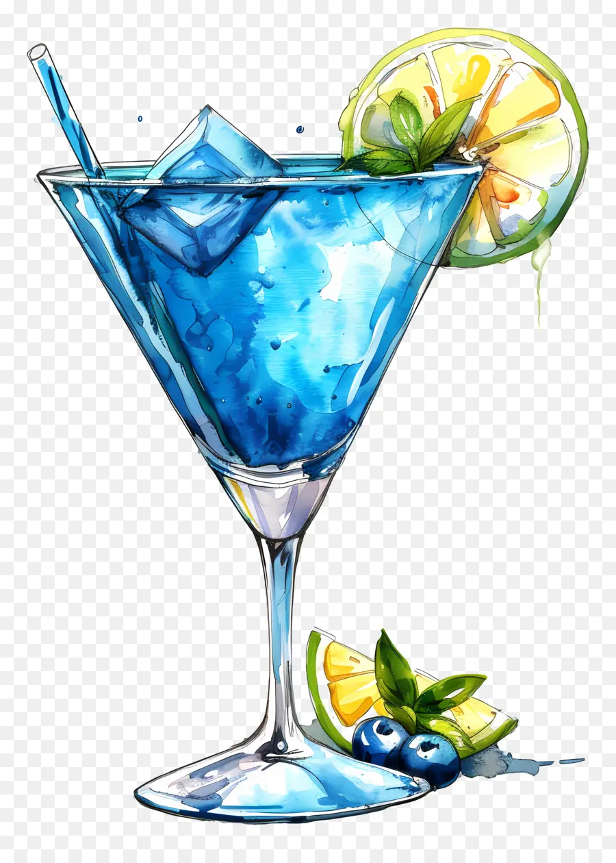 Azul Cocktail，Bebida Azul PNG