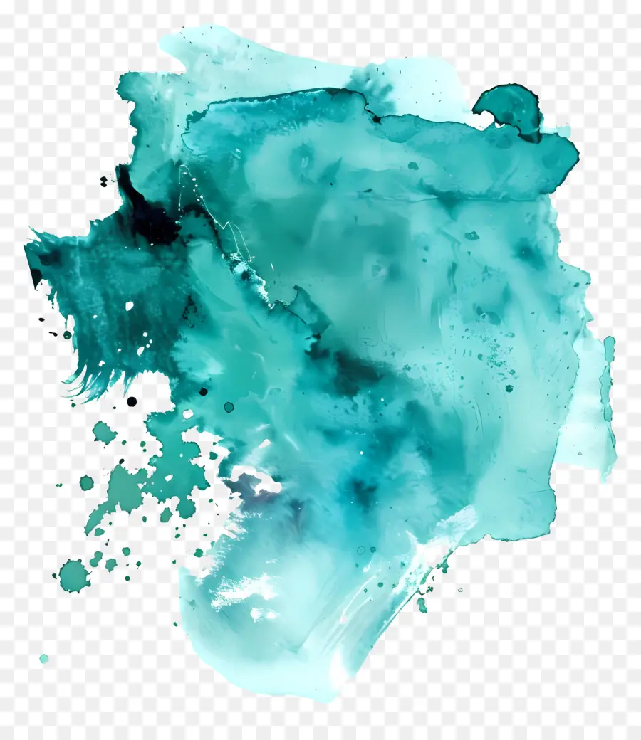 Splash Em Aquarela Em Azul Petróleo，Aquarela PNG