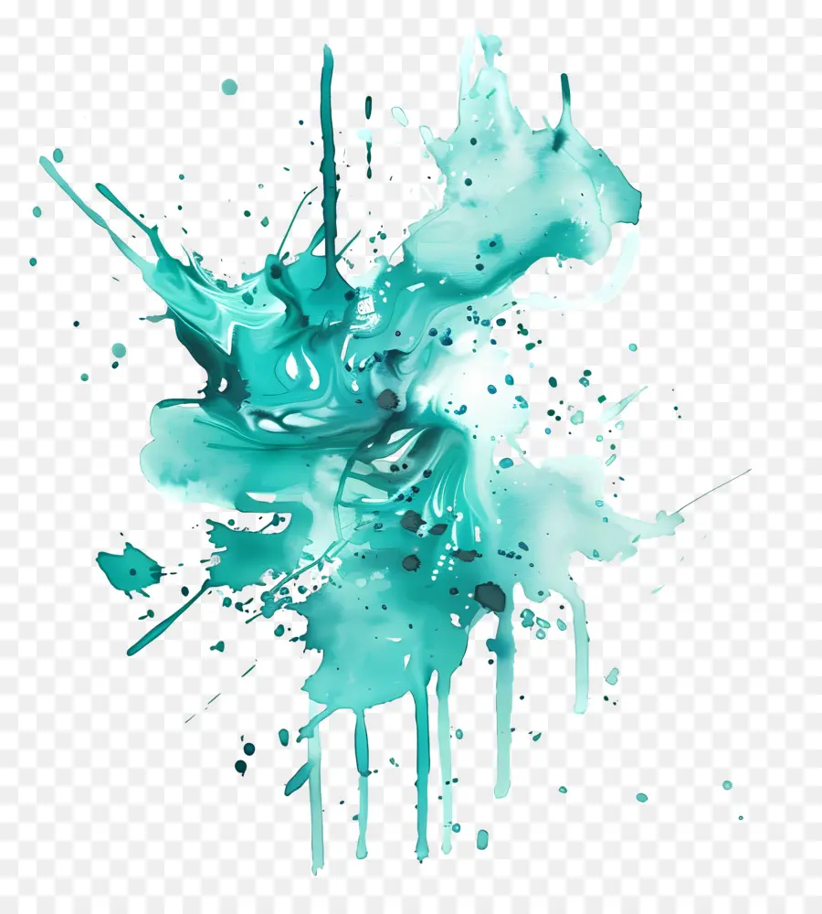 Splash Em Aquarela Em Azul Petróleo，Pintura Em Aquarela PNG
