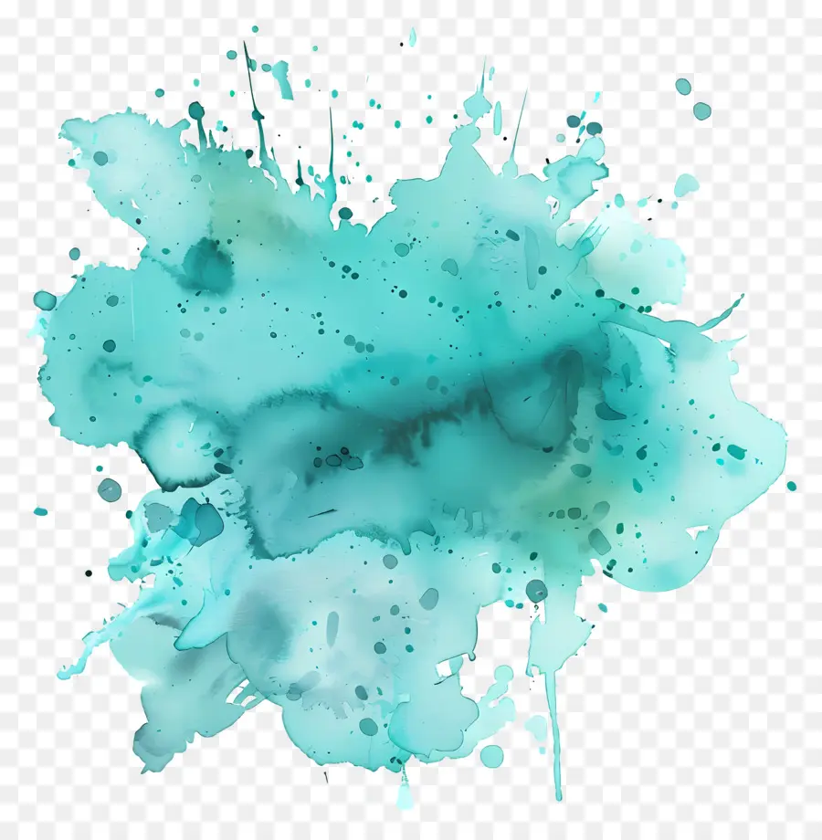 Splash Em Aquarela Em Azul Petróleo，O Paint Splatter PNG
