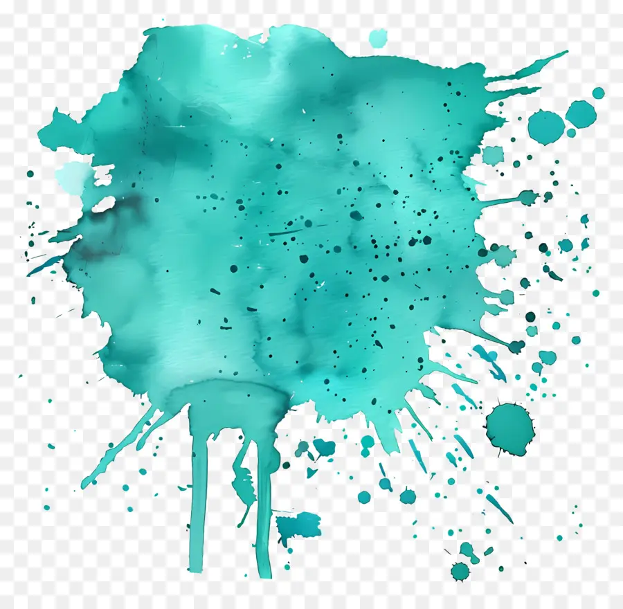 Splash Em Aquarela Em Azul Petróleo，Aquarela PNG