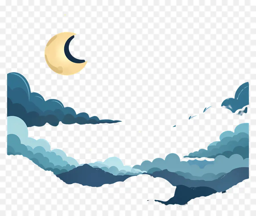 Noite De Céu，Lua Cheia PNG