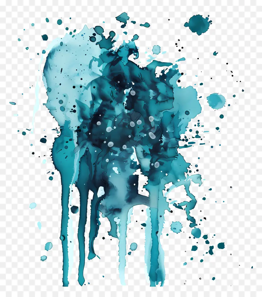 Splash Em Aquarela Em Azul Petróleo，Respingos De Tinta PNG