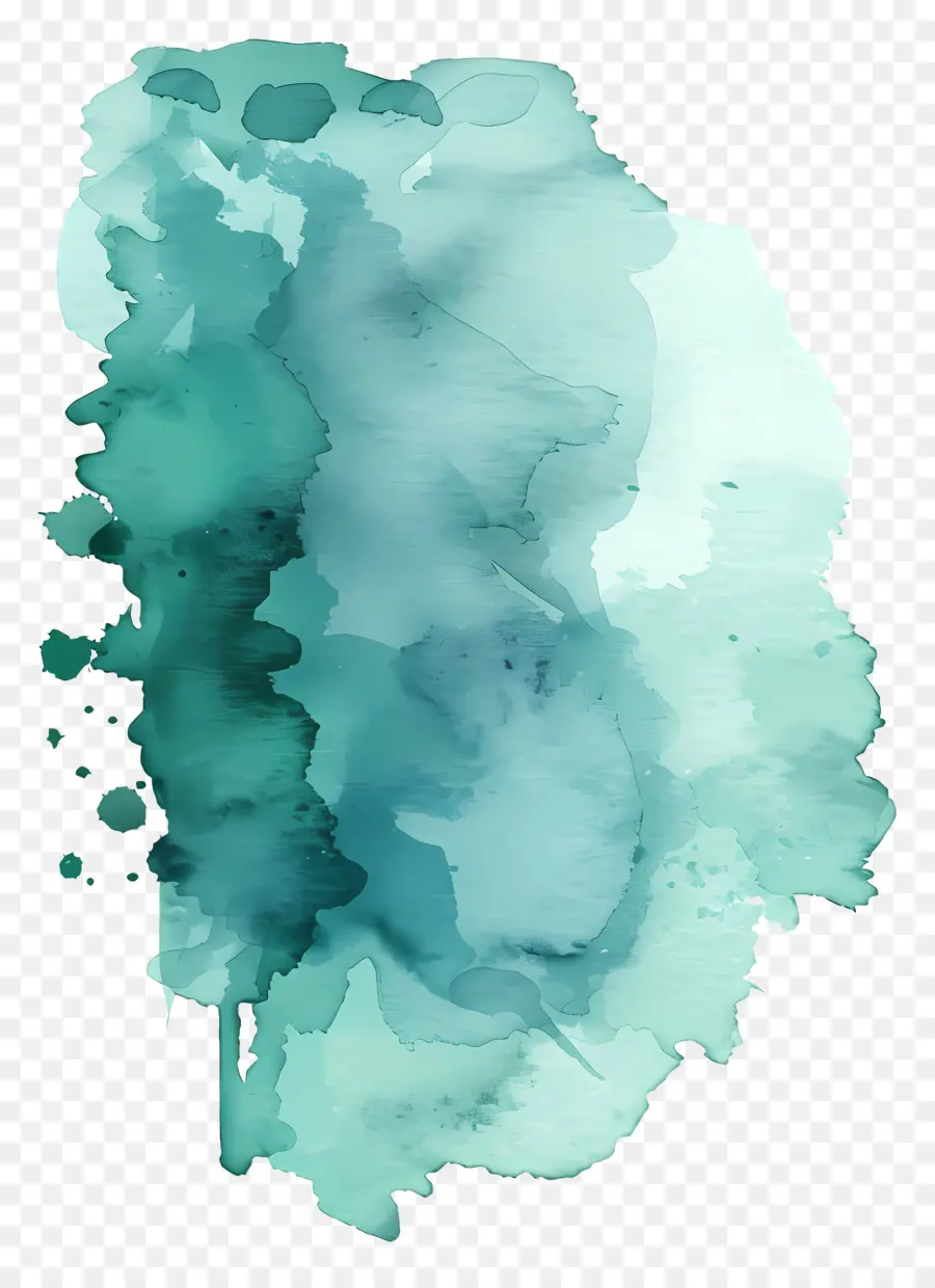 Splash Em Aquarela Em Azul Petróleo，Pintura Em Aquarela PNG