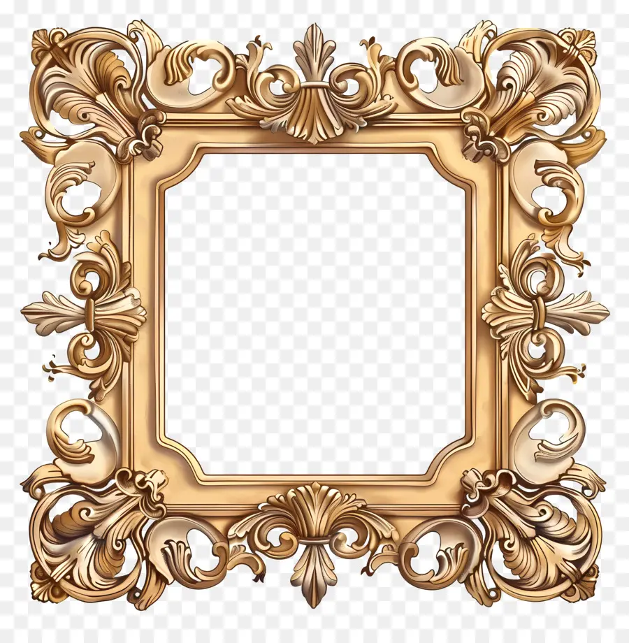 Quadro De Madeira Dourado，Quadro Dourado Ornamentado PNG