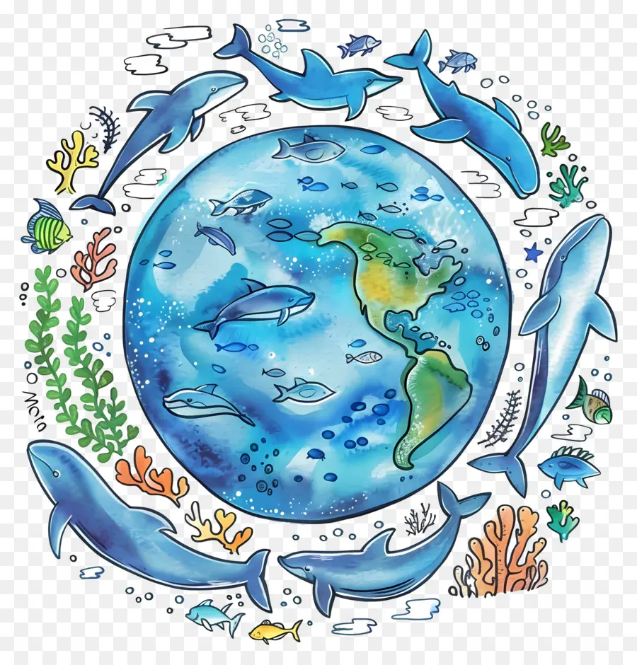 O Dia Mundial Dos Oceanos，Vida Marinha PNG